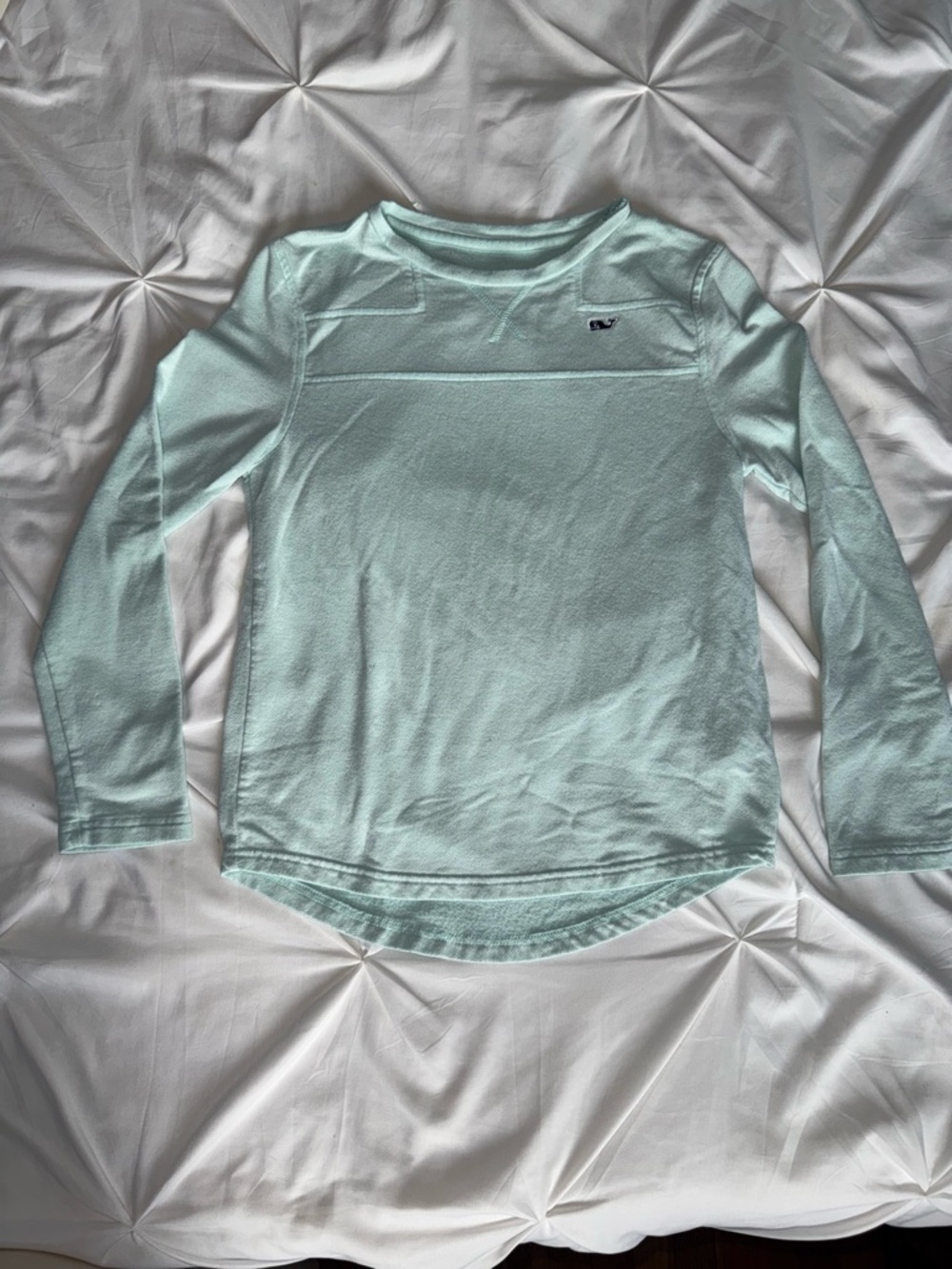Vineyard Vines Girls Light Teal Long Sleeve Top with Logo | Size M 10-12